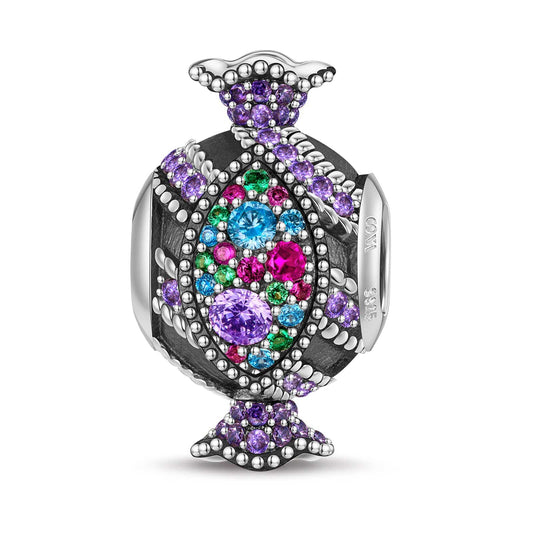 gona- Sterling Silver Rainbow Candy Charms With Enamel In Blackened 925 Sterling Silver Plated
