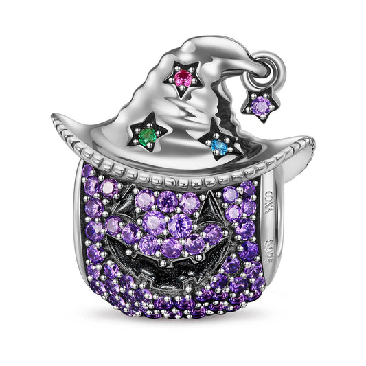 gona- Sterling Silver Cowboy Pumpkin Charms With Enamel In Blackened 925 Sterling silver Plated