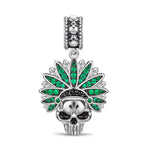 Sterling Silver Samba Skull Dangle Charms With Enamel In Blackened 925 Sterling silver Plated