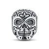 Sterling Silver Skulls Charms With Enamel In Blackened 925 Sterling Silver