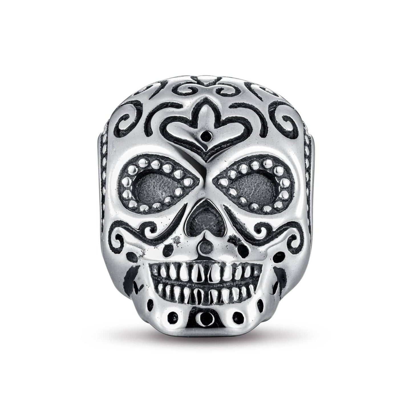 Sterling Silver Skulls Charms With Enamel In Blackened 925 Sterling Silver