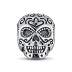 Sterling Silver Skulls Charms With Enamel In Blackened 925 Sterling Silver