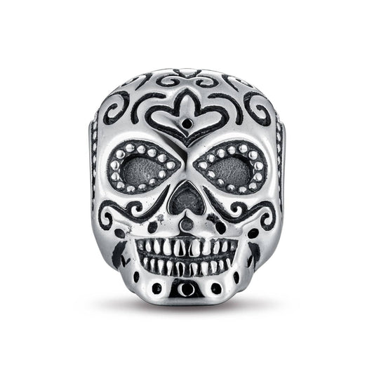 gona- Sterling Silver Skulls Charms With Enamel In Blackened 925 Sterling Silver