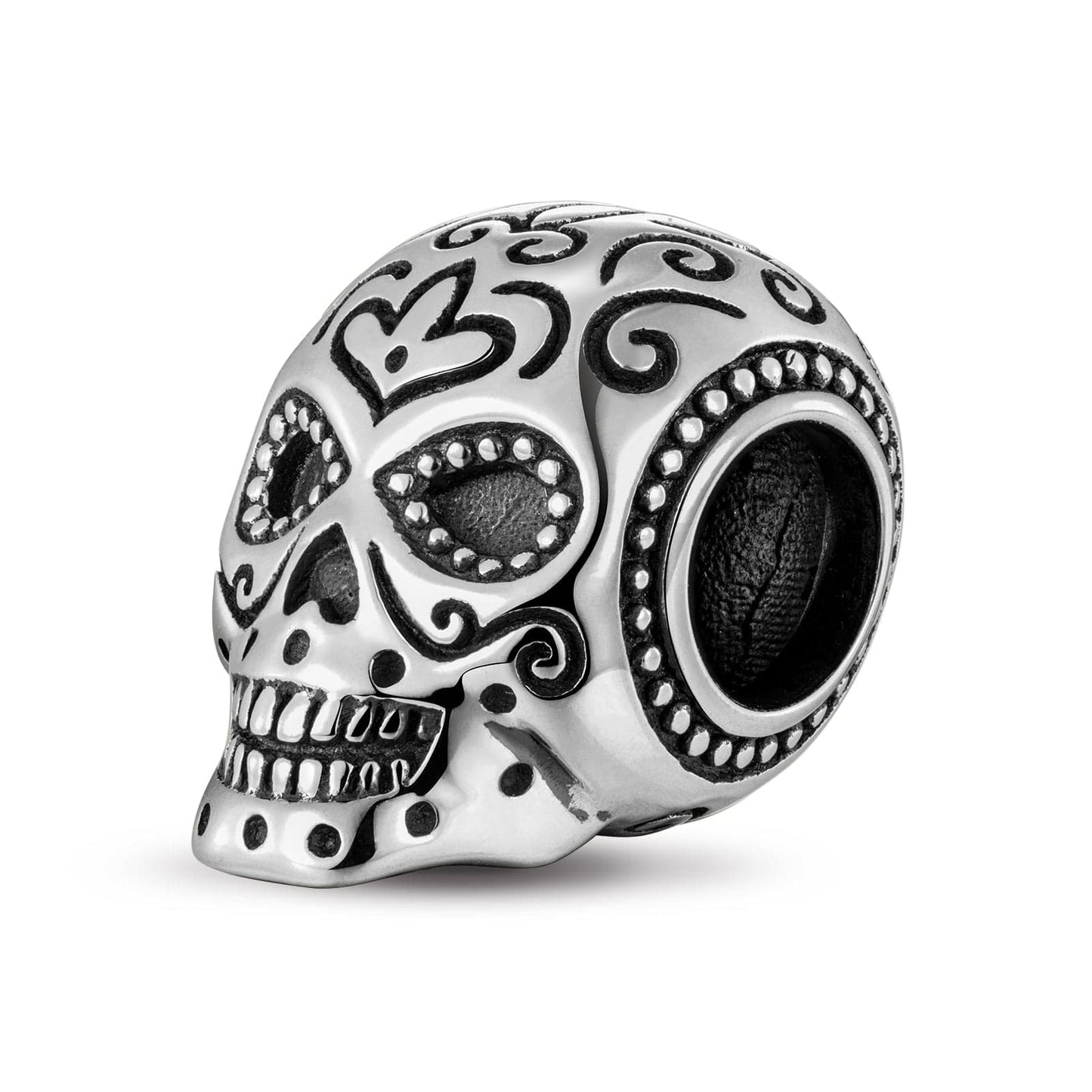 Sterling Silver Skulls Charms With Enamel In Blackened 925 Sterling Silver