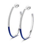 Minimalist Enamel Tarnish-resistant Silver Classic Earrings with Sterling Silver Ear Post With Enamel In White Gold Plated