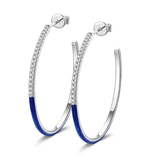 gona- Minimalist Enamel Tarnish-resistant Silver Classic Earrings with Sterling Silver Ear Post With Enamel In White Gold Plated