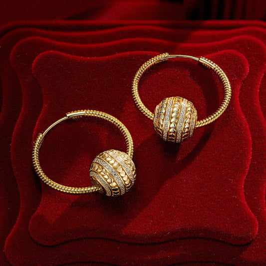 gona- Faintly Rolling Heart Tarnish-resistant Silver Charms Earrings Set with Sterling Silver Ear Post In 14K Gold Plated