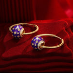 Purple Clover Tarnish-resistant Silver Charms Earrings Set with Sterling Silver Ear Post With Enamel In 14K Gold Plated