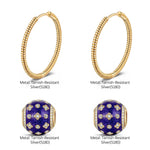 Purple Clover Tarnish-resistant Silver Charms Earrings Set with Sterling Silver Ear Post With Enamel In 14K Gold Plated