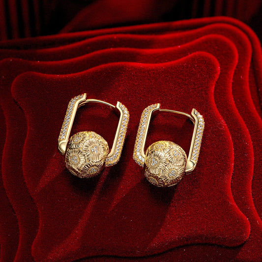 gona- Golden Sunflower Tarnish-resistant Silver Charms Earrings Set with Sterling Silver Ear Post In 14K Gold Plated