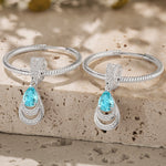 Mermaid's Tear Tarnish-resistant Silver Charms Earrings Set with Sterling Silver Ear Post In White Gold Plated