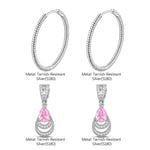 Mermaid's Tear Tarnish-resistant Silver Charms Earrings Set with Sterling Silver Ear Post In White Gold Plated