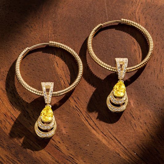 gona- Mermaid's Tear Tarnish-resistant Silver Charms Earrings Set with Sterling Silver Ear Post In 14K Gold Plated