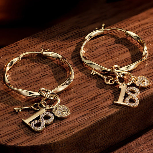 gona- Forever Young Tarnish-resistant Silver Charms Earrings Set M size Classic Hoop Earrings with Sterling Silver Ear Post In 14K Gold Plated