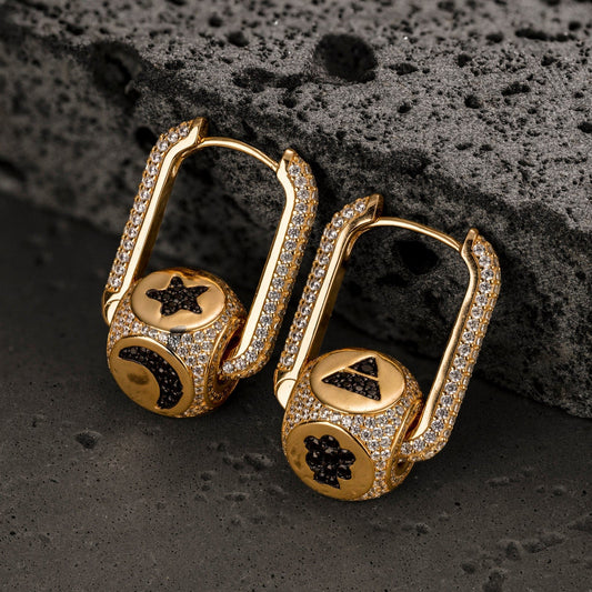gona- Robot and Light Tarnish-resistant Silver Charms Earrings Set with Sterling Silver Ear Post In 14K Gold Plated