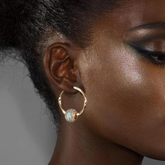 gona- Embrace the Surges Tarnish-resistant Silver Charms Earrings Set With Enamel M Size Classic Hoop Earrings with Sterling Silver Ear Post In 14K Gold Plated