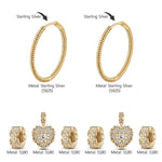 Clover's Gentle Glow Tarnish-resistant Silver Charms Earrings Set With Classic Hoop Earrings with Sterling Silver Ear Post In 14K Gold Plated