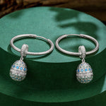 Sapphire Serenade Tarnish-resistant Silver Charms Earrings Set with Sterling Silver Ear Post In White Gold Plated