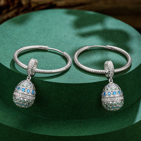 gona- Sapphire Serenade Tarnish-resistant Silver Charms Earrings Set with Sterling Silver Ear Post In White Gold Plated