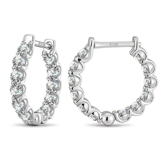 gona- Tarnish-resistant Silver 5A Cubic Zirconia Classic Hoop Earrings with Sterling Silver Ear Post In White Gold Plated