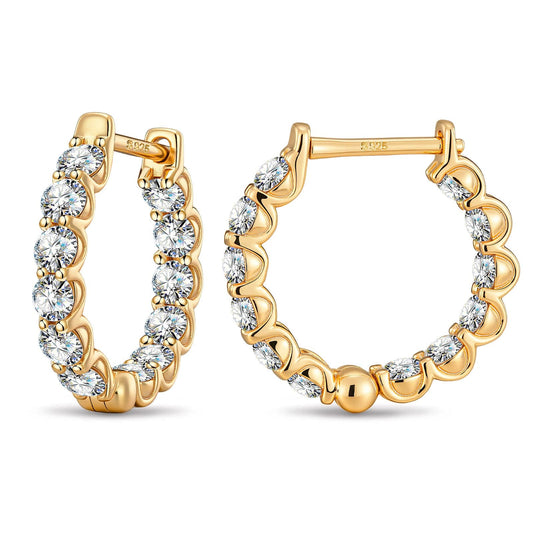 gona- Tarnish-resistant Silver 5A Cubic Zirconia Classic Hoop Earrings with Sterling Silver Ear Post In 14K Gold Plated