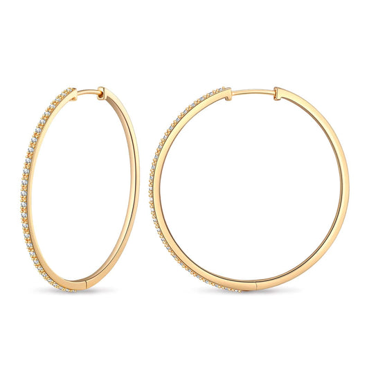 gona- Tarnish-resistant Silver 5A Cubic Zirconia Classic Hoop Earrings with Sterling Silver Ear Post In 14K Gold Plated