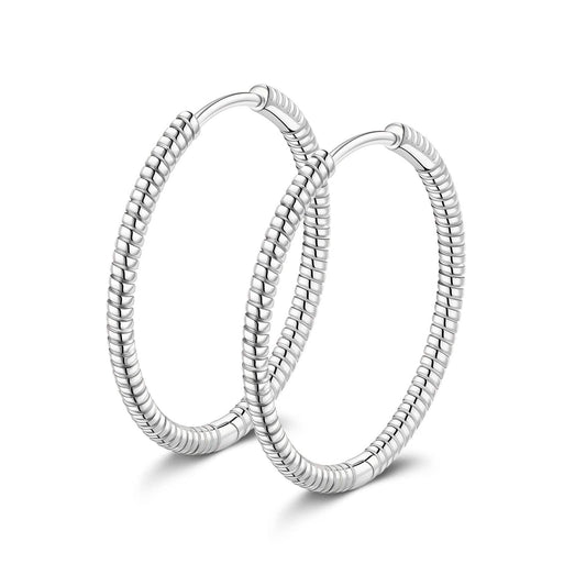 gona- Tarnish-resistant Silver Classic Hoop Earrings with Sterling Silver Ear Post In White Gold Plated