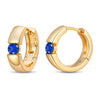 Tarnish-resistant Silver Lab-Grown Blue Sapphire Classic Hoop Earrings with Sterling Silver Ear Post In 14K Gold Plated
