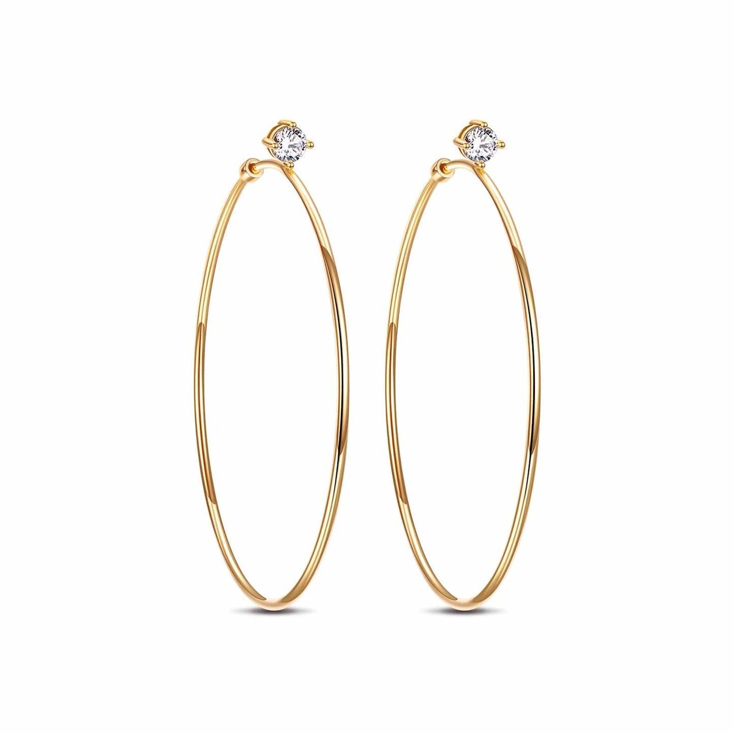 Tarnish-resistant Silver L Size Classic Hoop Earrings with Sterling Silver Ear Post In 14K Gold Plated