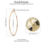 Tarnish-resistant Silver L Size Classic Hoop Earrings with Sterling Silver Ear Post In 14K Gold Plated