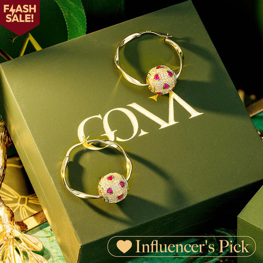 gona- Sterling Silver Pink Love Earrings In 14K Gold Plated
