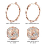 Maple Leaf Tarnish-resistant Silver Charms Earrings Set In Rose Gold Plated