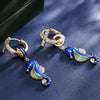 [💥As @katstyle42's Pick] Sterling Silver Blue Seahorse Hoop Earrings With Enamel In 14K Gold Plated