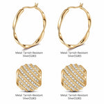 [💥As @teddilovesfashion's Pick] Golden Waves Tarnish-resistant Silver Charms Earrings Set M Size Classic Hoop Earrings with Sterling Silver Ear Post In 14K Gold Plated