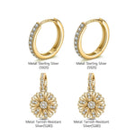 Sterling Silver Little Daisy Hoop Earrings In 14K Gold Plated