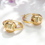 Sterling Silver Lucky Clover Hoop Earrings In 14K Gold Plated