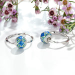 Sterling Silver Fantasy Forest Hoop Earrings With Enamel In White Gold Plated