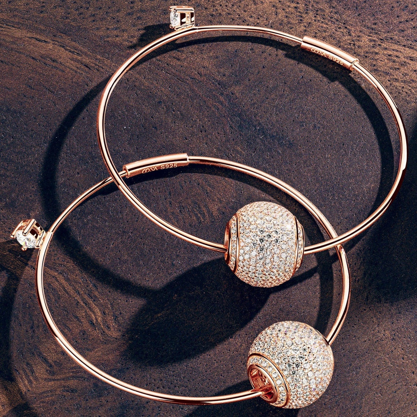 Shining Charms Tarnish-resistant Silver Charms Earrings Set In Rose Gold Plated