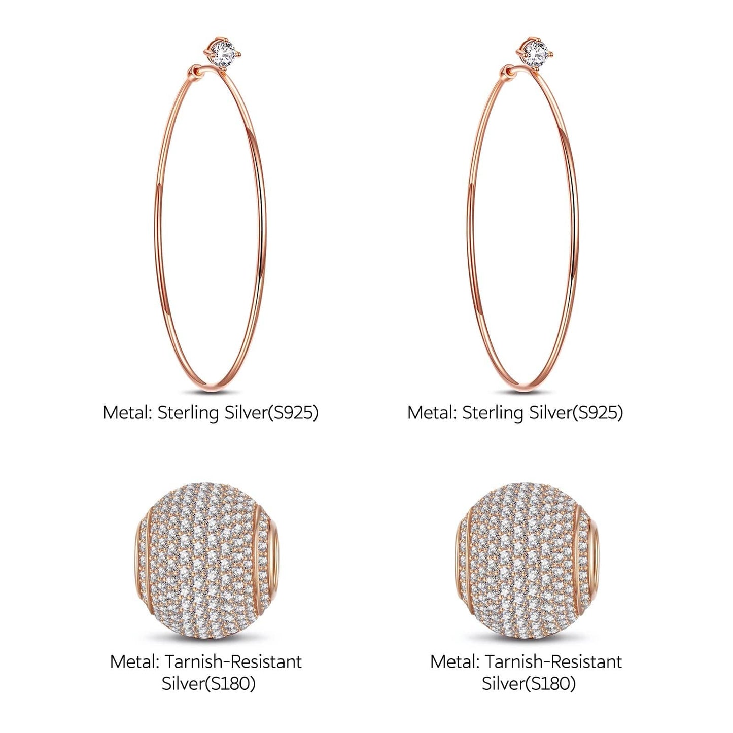Shining Charms Tarnish-resistant Silver Charms Earrings Set In Rose Gold Plated