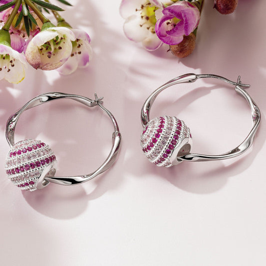 gona- Summer Barbiecore Tarnish-resistant Silver Charms Earrings Set L size Classic Hoop Earrings with Sterling Silver Ear Post In White Gold Plated