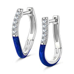 Locking Hearts Tarnish-resistant Silver Classic Hoop Earrings with Sterling Silver Ear Post With Enamel In White Gold Plated