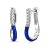 Locking Hearts Tarnish-resistant Silver Classic Hoop Earrings with Sterling Silver Ear Post With Enamel In White Gold Plated