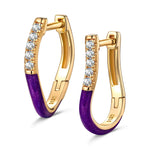 Locking Hearts Tarnish-resistant Silver Classic Hoop Earrings with Sterling Silver Ear Post With Enamel In 14K Gold Plated