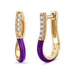 Locking Hearts Tarnish-resistant Silver Classic Hoop Earrings with Sterling Silver Ear Post With Enamel In 14K Gold Plated