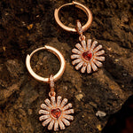 Sterling Silver Gerbera Charms Earrings Set In Rose Gold Plated