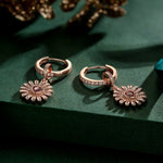 Sterling Silver Gerbera Charms Earrings Set In Rose Gold Plated