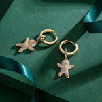 Sterling Silver Earrings Set with Tarnish-resistant Silver Gingerbread Man Charms With Enamel In 14K Gold Plated