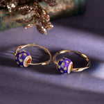 Violet Starry Sky Tarnish-resistant Silver Charms Earrings Set L Size Classic Hoop Earrings with Sterling Silver Ear Post In 14K Gold Plated