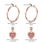 [💥As @JeannieBASMR's Pick] Sterling Silver Crowned With Love Charms Earrings Set With Enamel In Rose Gold Plated