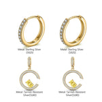 Sterling Silver Serene Serenade Charms Earrings Set In 14K Gold Plated